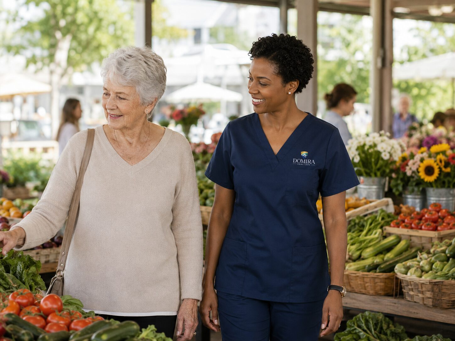 Caregiver assisting senior in North Dallas