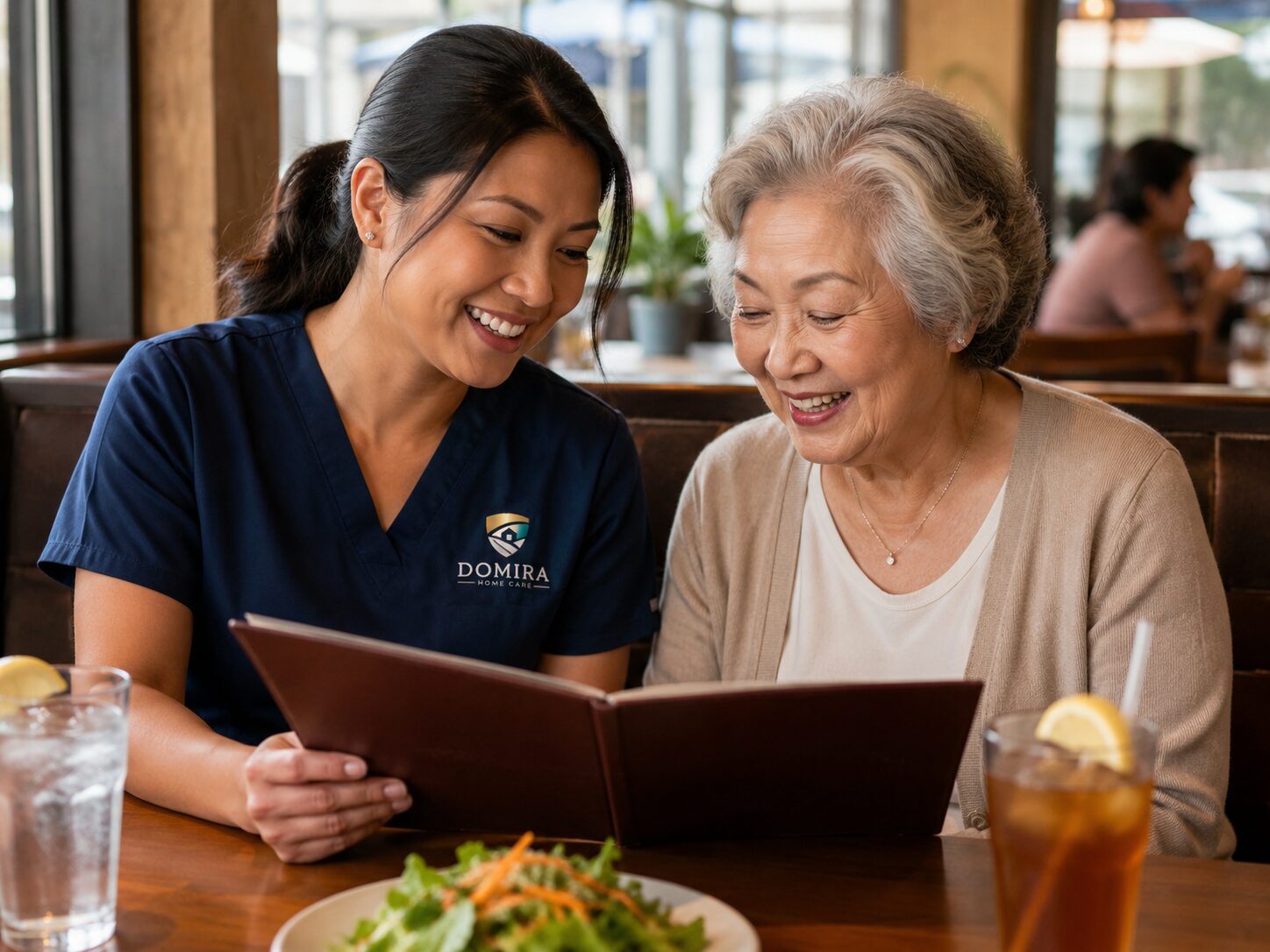 Caregiver assisting senior at home in Frisco