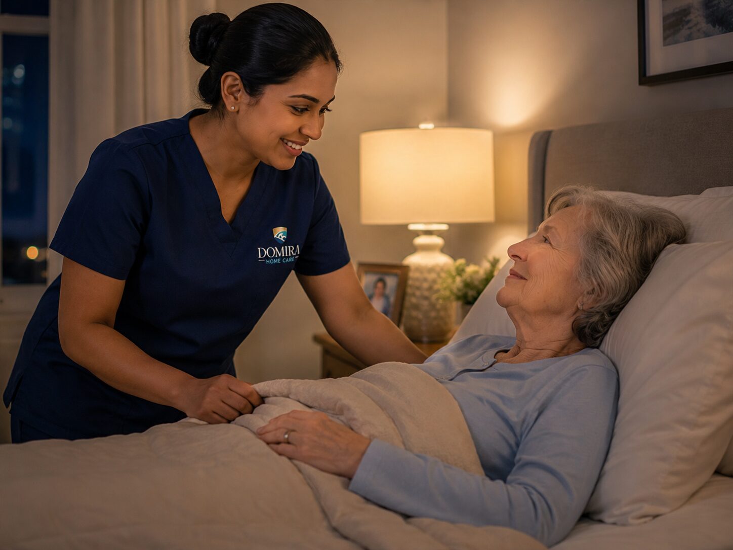 Caregiver providing evening and overnight care
